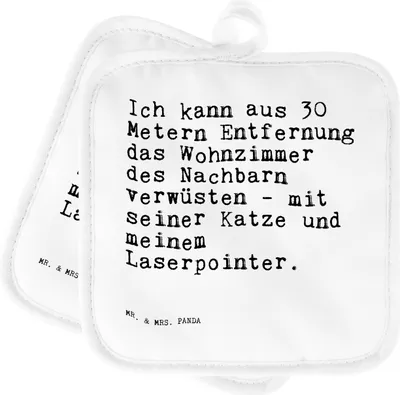 Produktbild von Mr. & Mrs. Panda Topfuntersetzer Ich kann aus 30... - Weiß - Geschenk, Topflappen im Doppelpack, Herrchen, Set, topfhalter, Katze, Sprüche, lustig, Ofenlappen, Tier