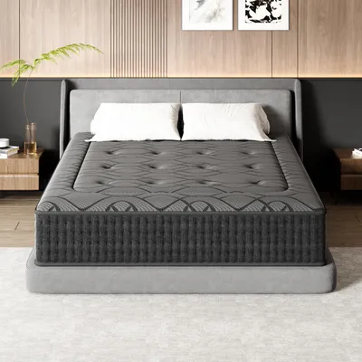 Produktbild von DEWINNER, Matratze Geräuschlose 140x200, Höhe 30 cm, Gedächtnisschaum, Hautfreundliches Graues Obermaterial, Fester Komfort, Atmungsaktiv, 7 Zonen