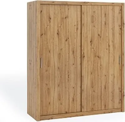 Produktbild von FurMeb24 Schiebetrenschrank BONO 180 cm Kleiderschrank Ohne Spiegel, 2-triger Schiebeschrank (Eiche Artisan / Eiche Artisan)