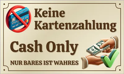 Produktbild von Schild Keine Kartenzahlung mit Klebepads 25x15cm Alu/Dipond für Geschäfte keine EC & Kreditkarte Barzahlung Hinweisschild
