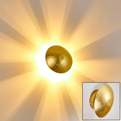 Produktbild von Godo »Godo« Wandlampe runde aus Metall in Gold mit Lichtspiel an der Wand