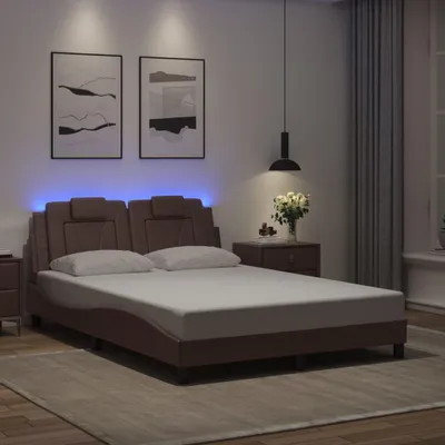 Produktbild von vidaXL Bettgestell "Viana" mit LED ohne Matratze Braun 140x190 cm