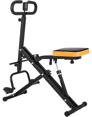 Productafbeelding van Squat- en roeapparaat - Fitnessapparaat voor thuisgebruik - 12 weerstandsniveaus - Heupbrugtrainer - Beendrukapparaat - Buikspieroefeningen - Zwart