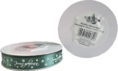 Obrázek produktu pro Wstążka satynowa Wesołych Świąt 12mm zielona