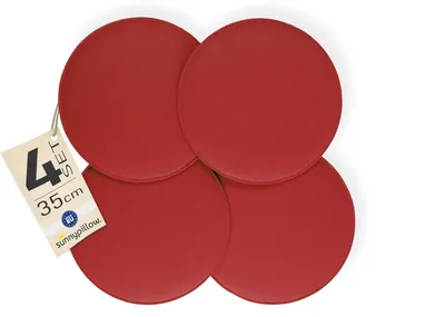 Produktbild von sunnypillow 4er Set Stuhlkissen aus Filz rund Ø 36cm | gemütliche Filzkissen für Bank und Stuhl | Indoor/Outdoor | Sitzkissen Sitzauflage | Rot