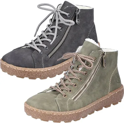 Produktbild von Rieker Damen Boot Stiefelette Sohle mit Stollenprofil Reißverschluss warm N1020, Größe:41 EU, Farbe:Grau