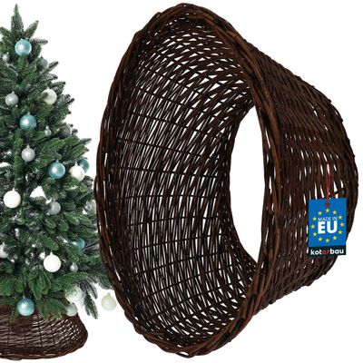 KOTARBAU® Vŕbová sukňa na vianočný stromček Ø 60 cm, tmavohnedý ratanový stojan na vianočný stromček Natural, košík na vianočný stromček, kryt na stojan na vianočný stromček, základňa na stojan na jedľu Deco