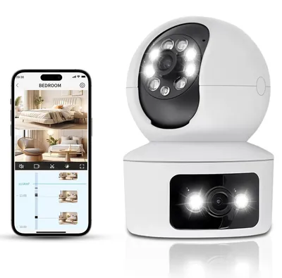 Zdjęcie produktu dla Kamera monitoringu Xuzimaoyi z żarówką, kamera Ring, 2,4 GHz, Wi-Fi, podwójna soczewka