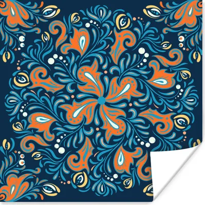 Produktbild von MuchoWow® Poster Blume - Blätter - Punkte - Muster 75x75 cm - Wand Dekoration