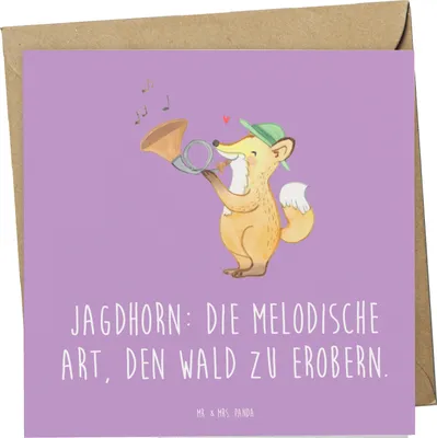 Produktbild von Mr. & Mrs. Panda Glückwunschkarte Jagdhorn Magie - Lavendeltraum - Geschenk, doppelkarte, anlasskarte, Instrument, faltkarte, Musiker, Klappkarte, Blasinstrument, Musik