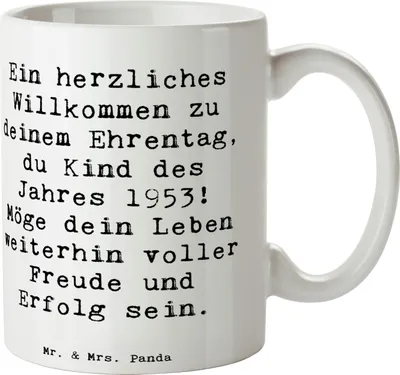 Produktbild von Mr. & Mrs. Panda Tasse Spruch 1953 Geburtstag - Weiß - Geschenk, Alter, Keramiktasse, Becher, Happy Birthday, Geburtsjahr, Geburtstagsgeschenk, Lebensfeier, Teetasse