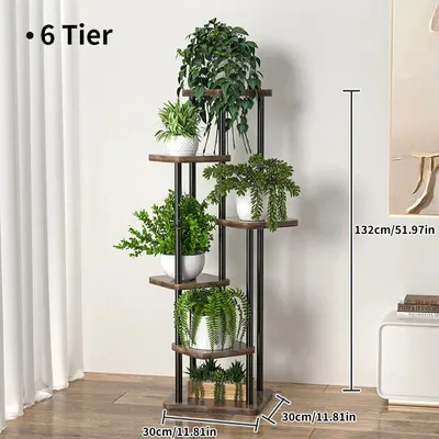 Produktbild von Pflanzenregal Metall schwarz mit 6/7/8 Ebenen – Blumenständer Eisen Pflanzständer für drinnen & draußen