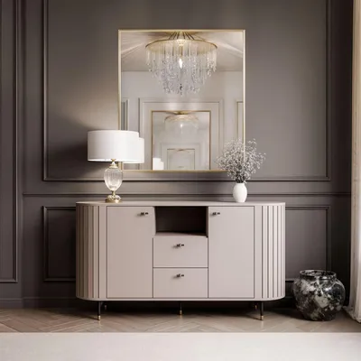 Produktbild von Sideboard LINNEA 150 cm 2D2S – Kaschmir / Beige – Runde Ecken &amp; Lamellen