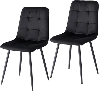 Imagen del producto de Sillas de comedor con asiento tapizado en terciopelo, sillas de cocina modernas con patas de metal, color