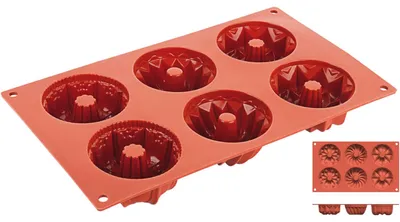 Produktbild von Silikon-Backmatte, GUGELHUPF mit 6 Formen