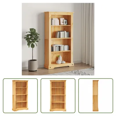 Produktbild von The Living Store Bücherschrank 4 Fächer Mexiko-Stil Kiefernholz 81x29x150 cm