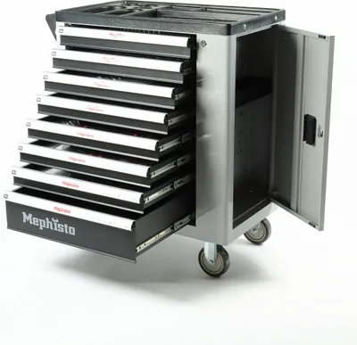 Produktbild von Mephisto XXL Werkzeugwagen mit 8 befüllten Schubladen inkl. Pfeifenkopfschlüssel