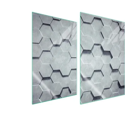 Immagine prodotto di Piastre copri fornelli 2 pezzi 35x52 copri piano cottura in Vetroceramica tagliere in vetro motivo grigio