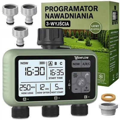 Produktbild von Bewässerungscomputer 3 Zonen – Automatische Zeitschaltuhr – Gartenbewässerung System – IPX5 Wasserdicht