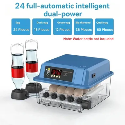 Produktbild von Mini Brutautomat - Eierinkubator - 24 Eier - Automatische Wendung - Automatische Wasserzufuhr - Digitale Temperaturregelung - Für Hühner- & Enteneier