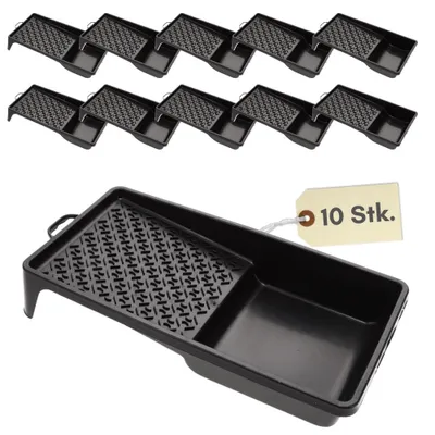Produktbild von 10 x Farbwanne Lackwanne Farbschale für Maler Lackierwanne Malerwanne Streichen Zubehör Maler Lackschalen Malerzubehör Lackierschale aus Kunststoff 16 x 31 cm