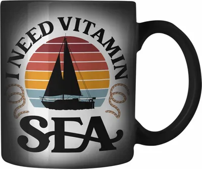 Produktbild von Trendation - Segeln Geschenk Farbwechsel Zauber-Tasse Mir Reichts Ich Geh Segeln Geschenkidee für Segler Karabiner Farbwechsel Zauber-Tasse Edelstahl Besonders Segelboot Mann (Schwarz)