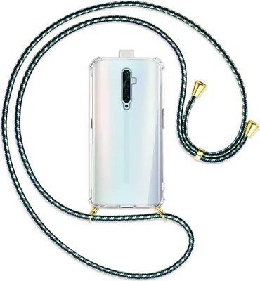 Produktbild von Handykette Backcover-Schutzhülle mit Band (Metall goldfarben) für Oppo Reno2 Z / Reno2 F - grün/blau/weiß