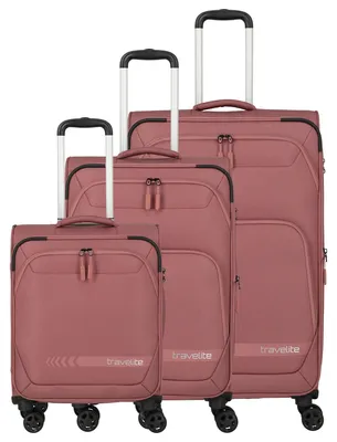 Immagine prodotto di Set da viaggio Travelite, composto da 3 pezzi, con trolley a 4 ruote (colore: rosa cipria)