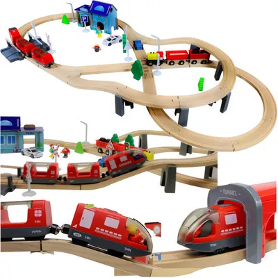 Produktbild von Große Holzeisenbahn mit Schienen, Zügen & Zubehör für Kinder