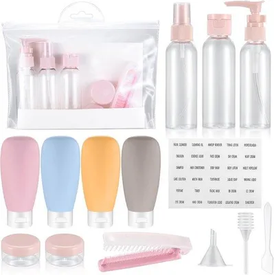Productafbeelding van Famanu Reisflessen set - 60 ml, navulbare flessen in blauw, wit en roze