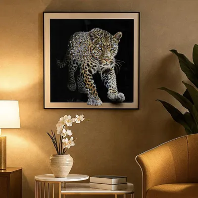 Obrázok produktu pre Lakovaný obraz na plátne jaguár s rámom 82x4x82 cm