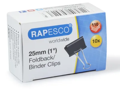 Obrázok produktu pre Sponečky na papier, 25 mm, čierne, balenie 10 kusov