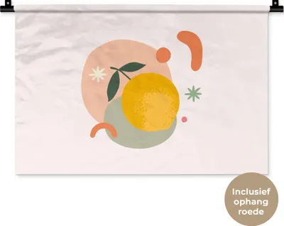 Produktbild von MuchoWow® Wandteppich Wandbehang Zitrone - Obst - Pastell 60x40 cm Tapisserie Dekoration Wandtuch - Wanddekorationen