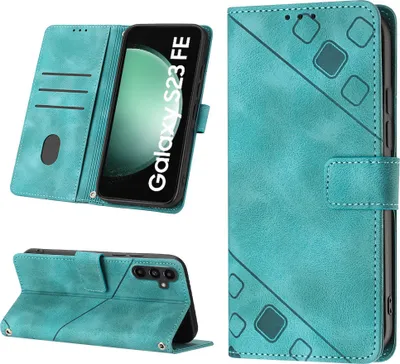 Produktbild von Hülle für Samsung Galaxy S23 FE Prägung Flip Leder Brieftasche Schutzhülle mit Ständer Grün