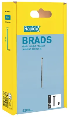 Imagen del producto de Rapid Tools 5000184 Rapid Nägel Typ 8, 30 mm, galvanisiert, Großpackung