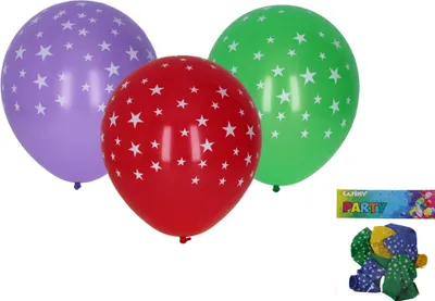 Zdjęcie produktu dla Nadmuchiwany balon 30 cm – zestaw 5 sztuk, nadruk gwiazd