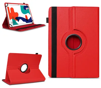 Produktbild von Tablet Tasche für Tabwee Tablet T90 / W90 Hülle Schutzhülle Schutz Drehbar CaseFarben:Rot