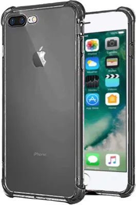 Image de Smartphonica iPhone 7/8 Plus transparent
  housse en silicone antichoc avec bumper - Noir
