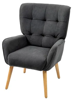 Produktbild von Loungesessel mit Holzbeinen in Grau, Polstersessel für Wohnzimmer und Schlafzimmer