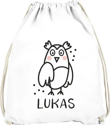 Produktbild von Kinder Turnbeutel personalisiert mit Name Eule lustige Tiere Strichzeichung Namensaufdruck SpecialMe® Eule weiß unisize
