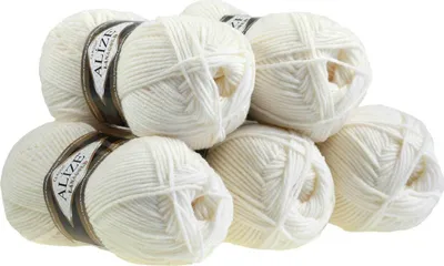 5 x 100g Strickgarn ALIZE Lanagold creme