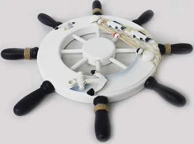 Produktbild von Deko Steuerrad Schiff Holz Fischernetz Muscheln Fische Maritim Deko Ø33cm