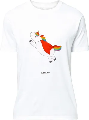 Produktbild von Mr. & Mrs. Panda Größe XL T-Shirt Einhorn Super - Weiß - Geschenk, Shirt, Unicorn, Freundin, Superheld, Held, mit Spruch, Tshirt, Einhörner