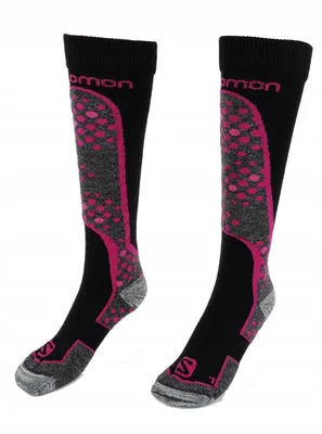 Image de Salomon - Chaussettes de ski pour hommes/femmes Unie PP12801 (35,5 EU - 38 EU) (Noir/Rose)