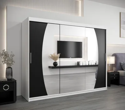Produktbild von Kleiderschrank NATALIE – Breite 250 cm, weiß/schwarz