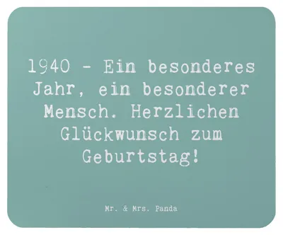 Produktbild von Mr. & Mrs. Panda Mouse Pad Spruch 1940 Geburtstag - Meeresbrise - Geschenk, Mousepad, mousematte, mausteppich, Mauspad, Geburtstagsgeschenk, Meilenstein, Happy Birthday