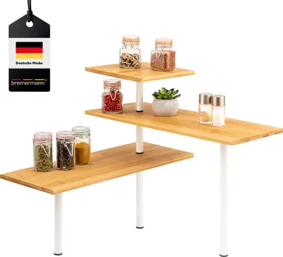 Produktbild von bremermann Bambus-Eckregal, Küchenregal, aus Bambusholz und lackierten Edelstahl