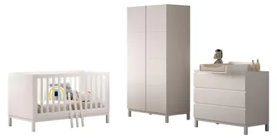 Produktbild von Babyzimmer Set Keely Kiefer weiß Baby-/Juniorbett Kommode Schrank