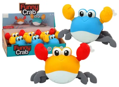 Image de Jouet de bain : crabe à remonter qui marche et flotte, bleu et jaune