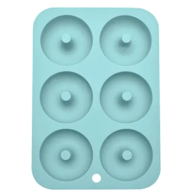 Produktbild von Kuchenform Lebensmittelqualität Nicht-Stick einfach zu entfernen wärmeresistente breite Anwendung DIY Backwerkzeug Silikon 6 Löcher 3d Silikon Donut Schimmel Küche Vorräte-Grün